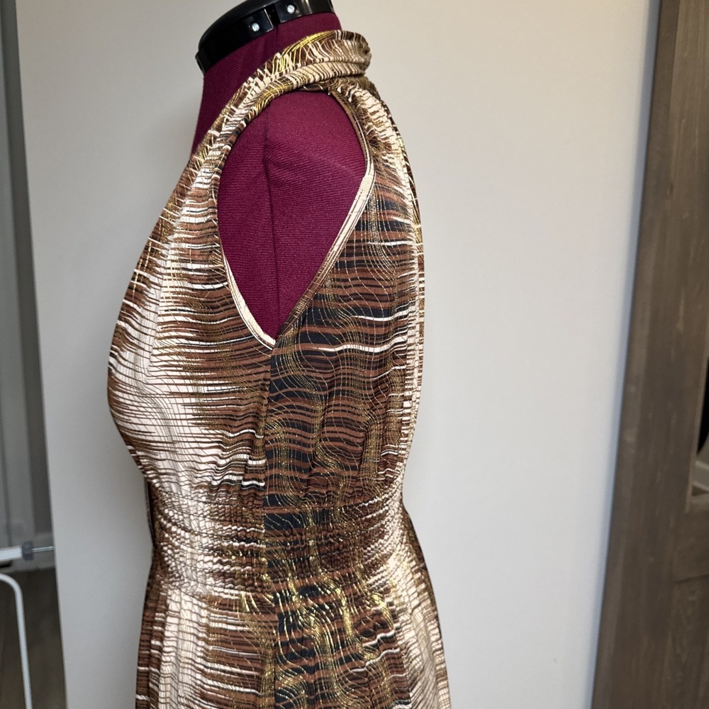 NWT Seven Islands Sleeveless maxi dress Womens S Brown Gold Animal Print Resort - Picture 5 of 16